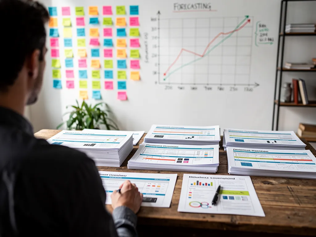 Downloadable business plan and forecasting templates displayed on a tablet