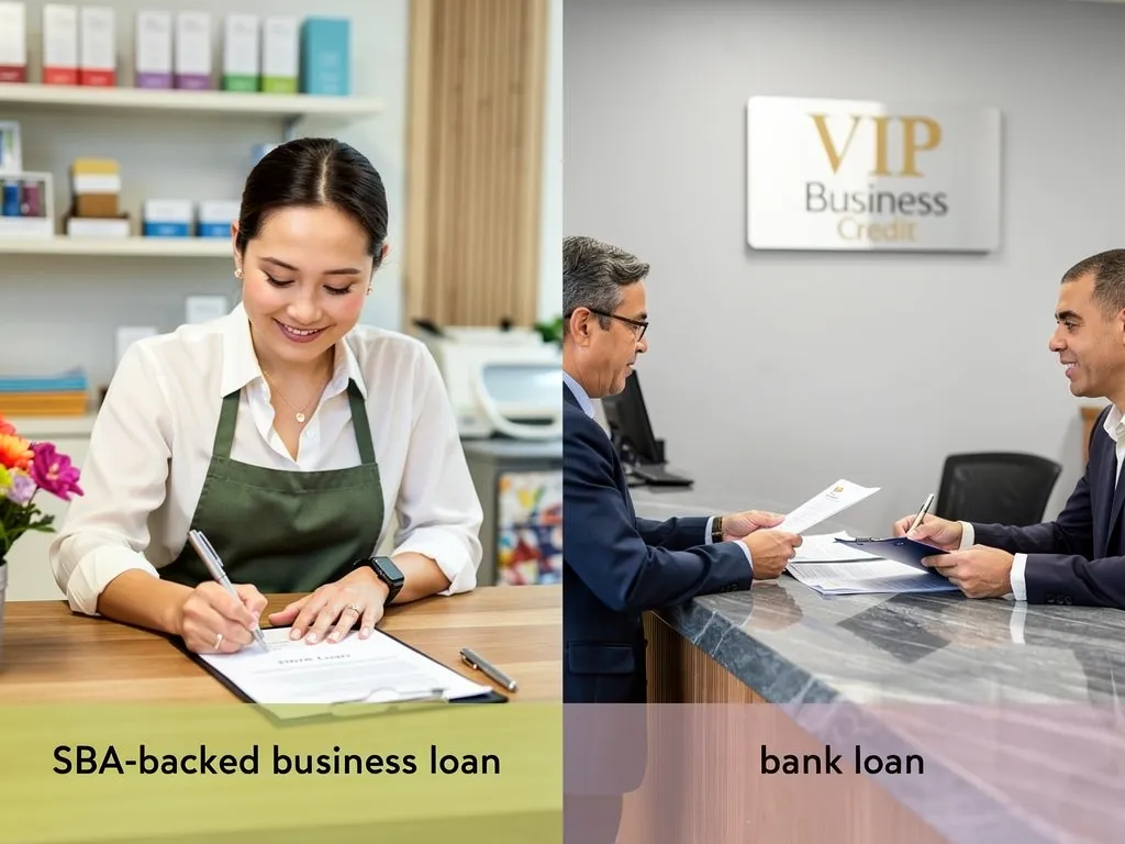 Side-by-side comparison of SBA-backed loan terms versus a conventional bank loan