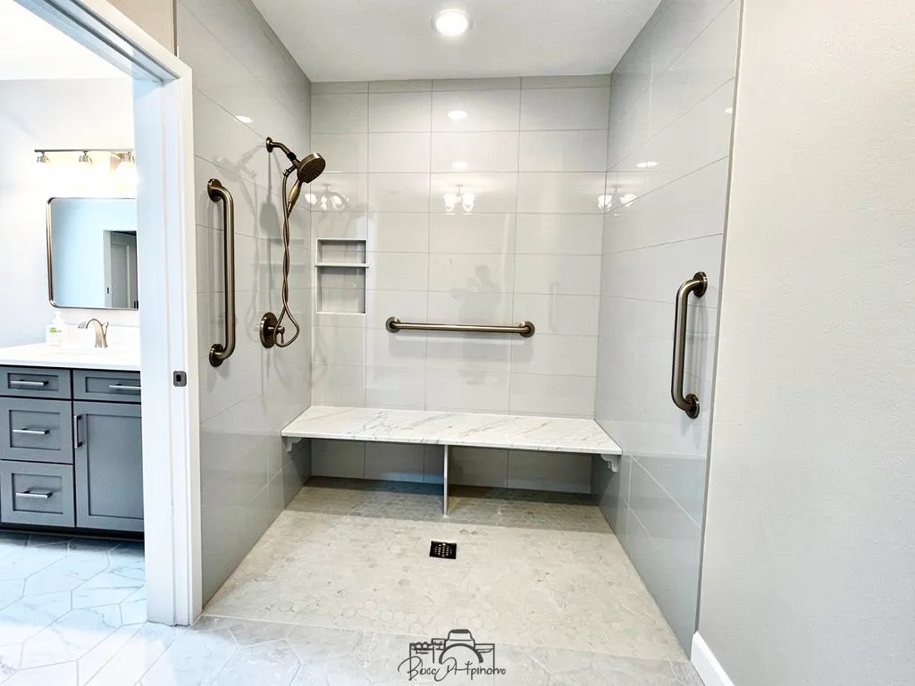 Summary icons highlighting senior bathroom safety upgrades