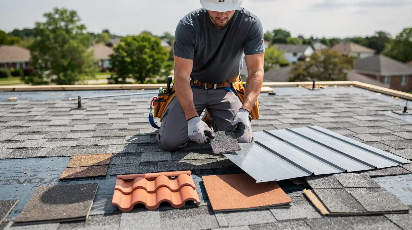 Roofing.co sources materials from industry-leading manufacturers for top quality.; The company is GAF and CertainTeed