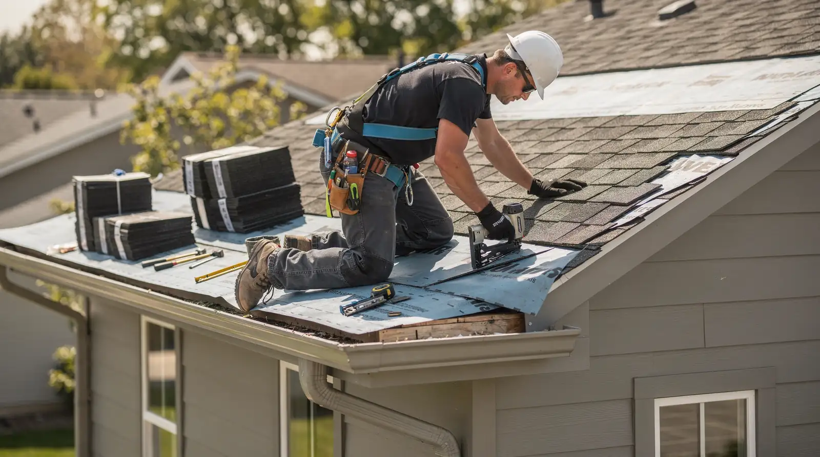 The process starts with a free roof inspection to assess damage and needs.; Roofing.co documents