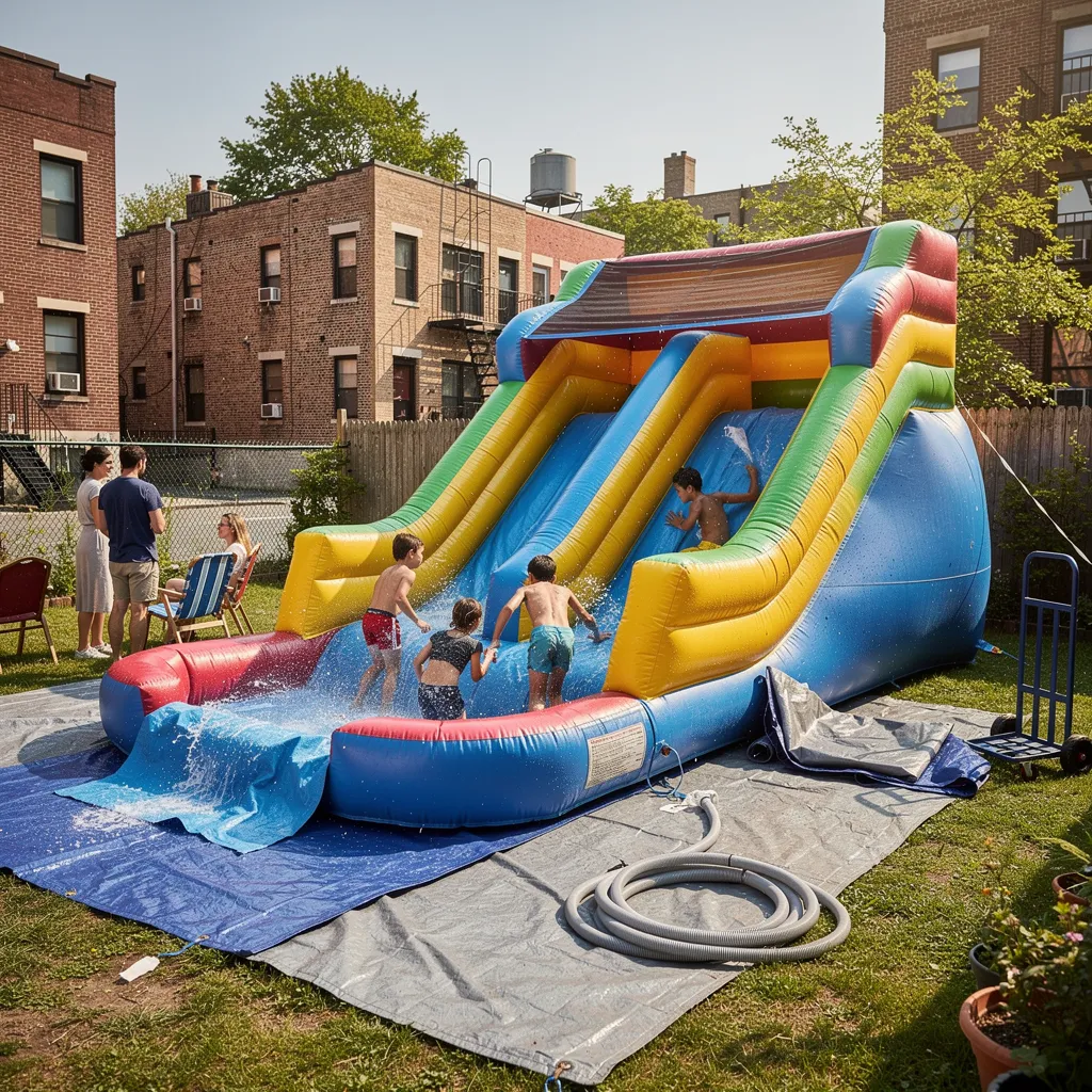 Water slide rentals add excitement to gatherings and help guests beat the summer heat.; Water