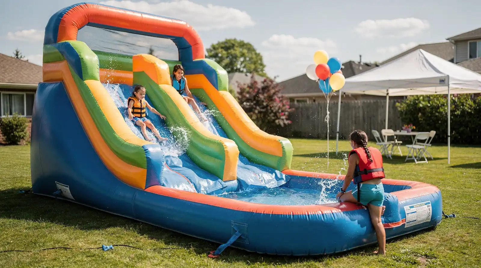 Inflatable rental providers offer bounce houses, water slides, obstacle courses, mechanical rides, and carnival games