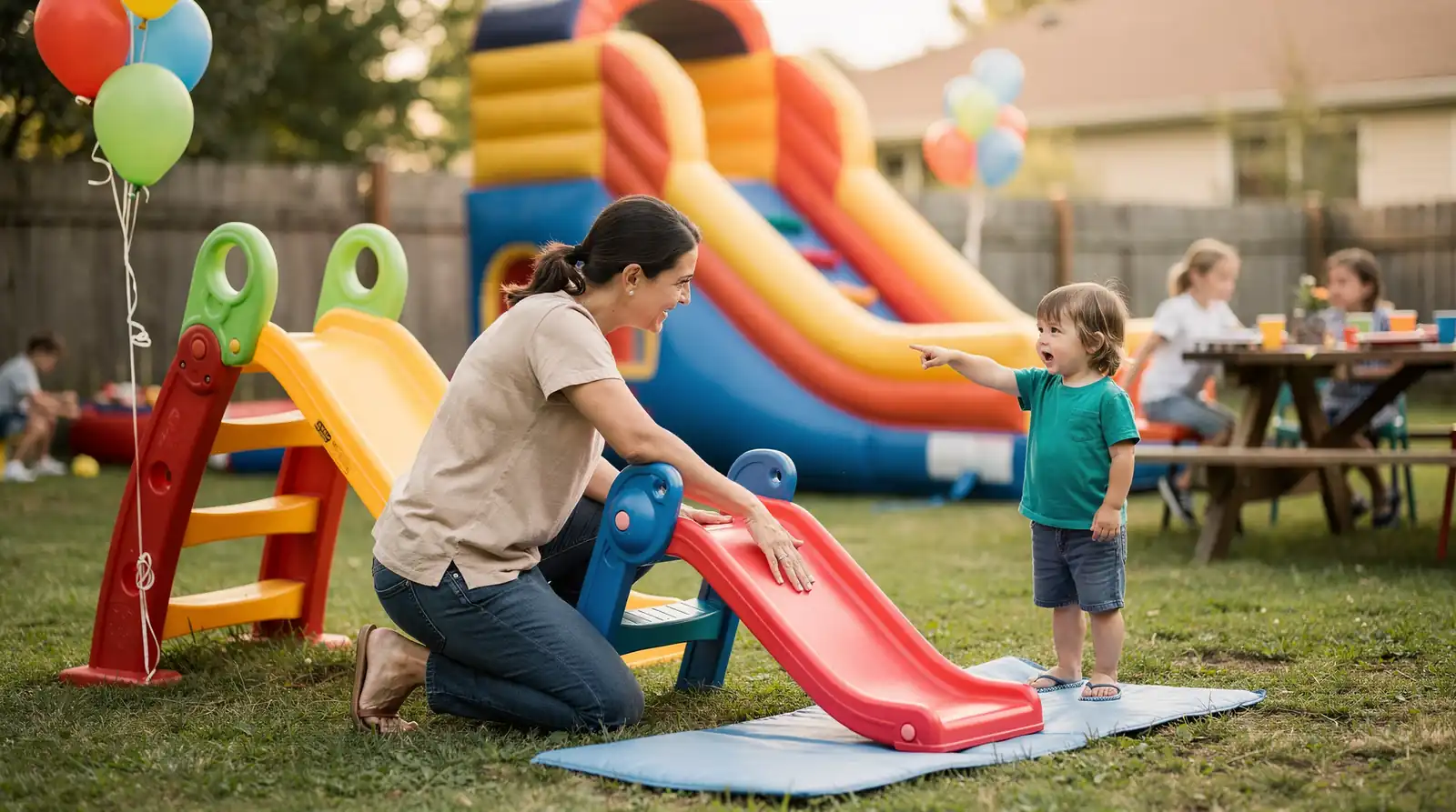 A wide selection of moonwalks, bounce houses, water slides, obstacle courses, and carnival games