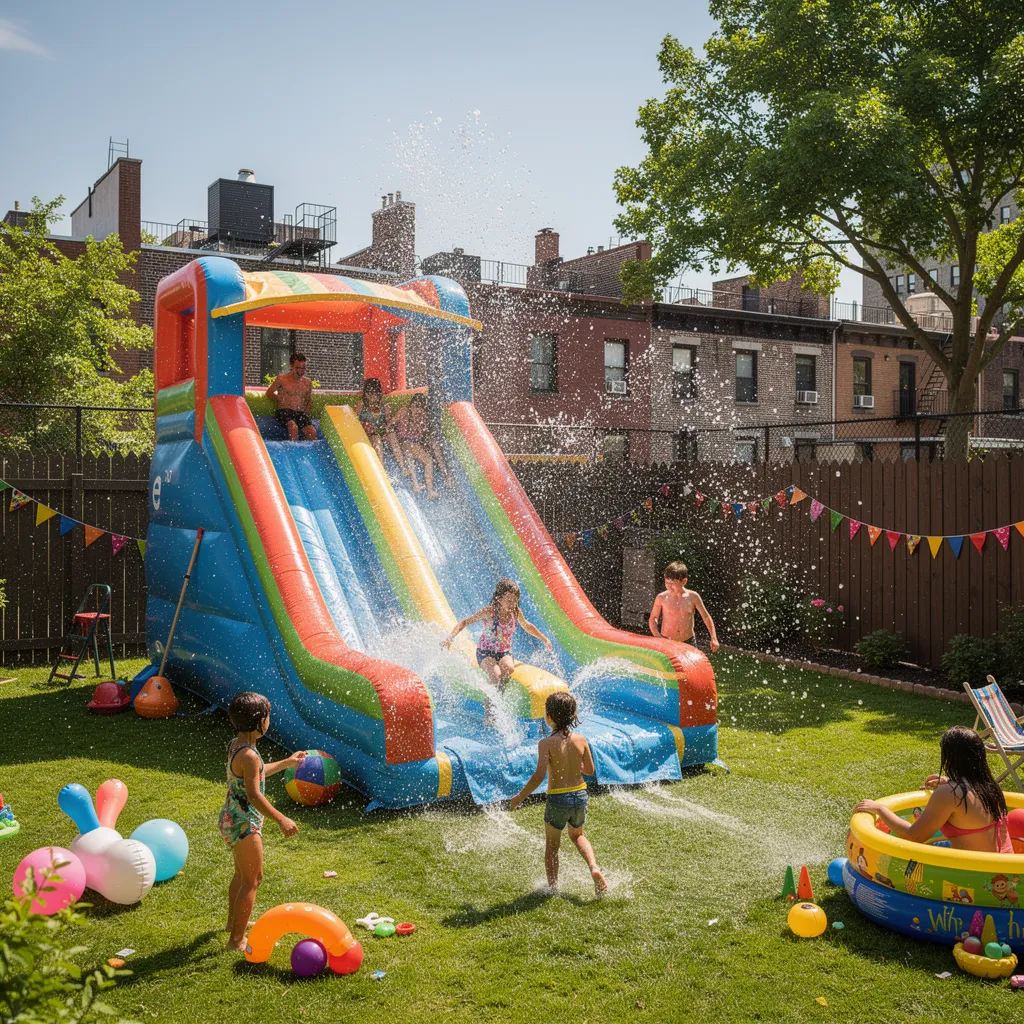 Water slides provide a fun, refreshing activity for guests of all ages at birthday parties