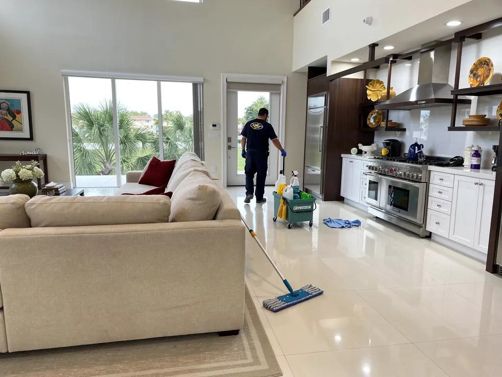 Checklist of kitchen, bathroom, and living area move-out cleaning tasks