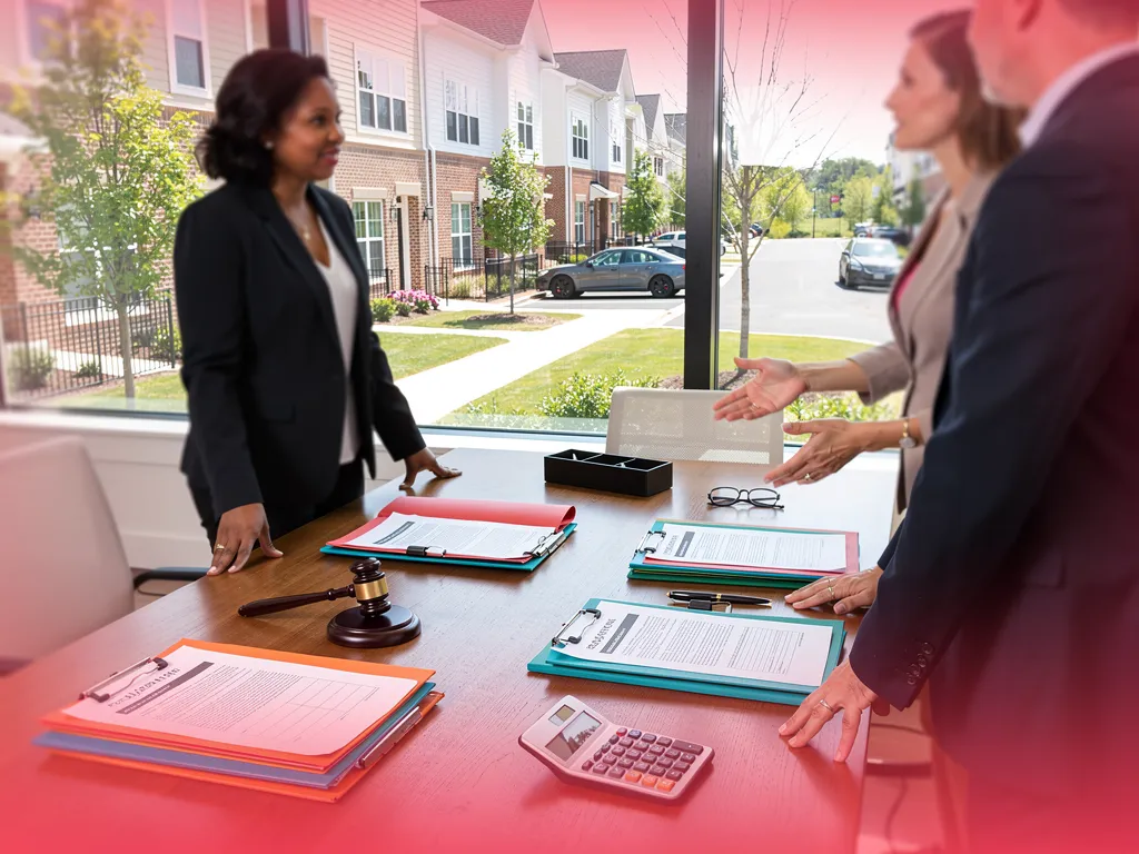 Attorney and CPA reviewing 1031 exchange paperwork with a client