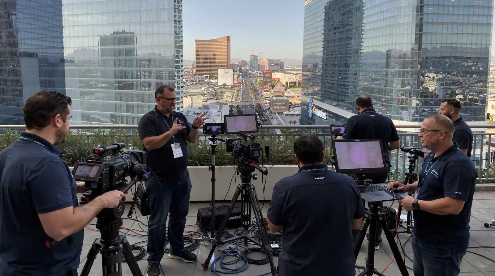 Full-service production covers strategy, scripting, filming, post-production, and delivery for exhibitors under one
