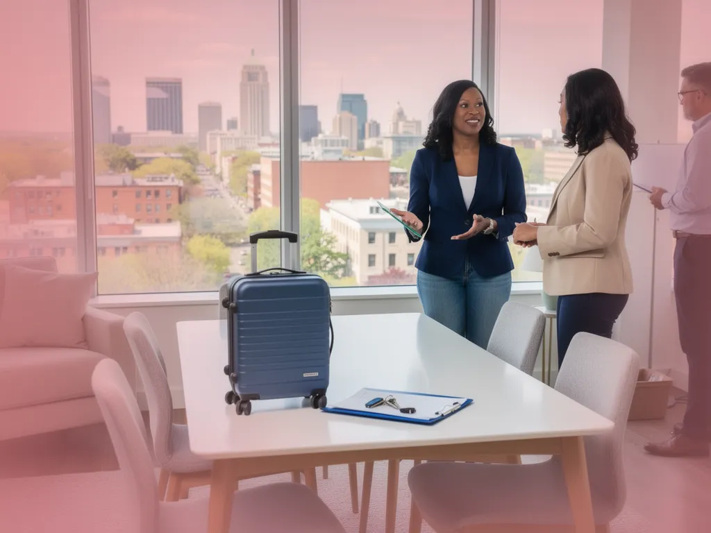 Furnished corporate housing interior for temporary employee stays