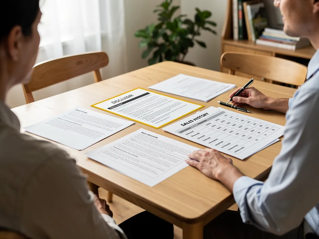 Agent reviewing disclosure documents with a home buyer
