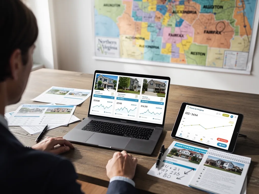Agent reviewing property listings on laptop and tablet