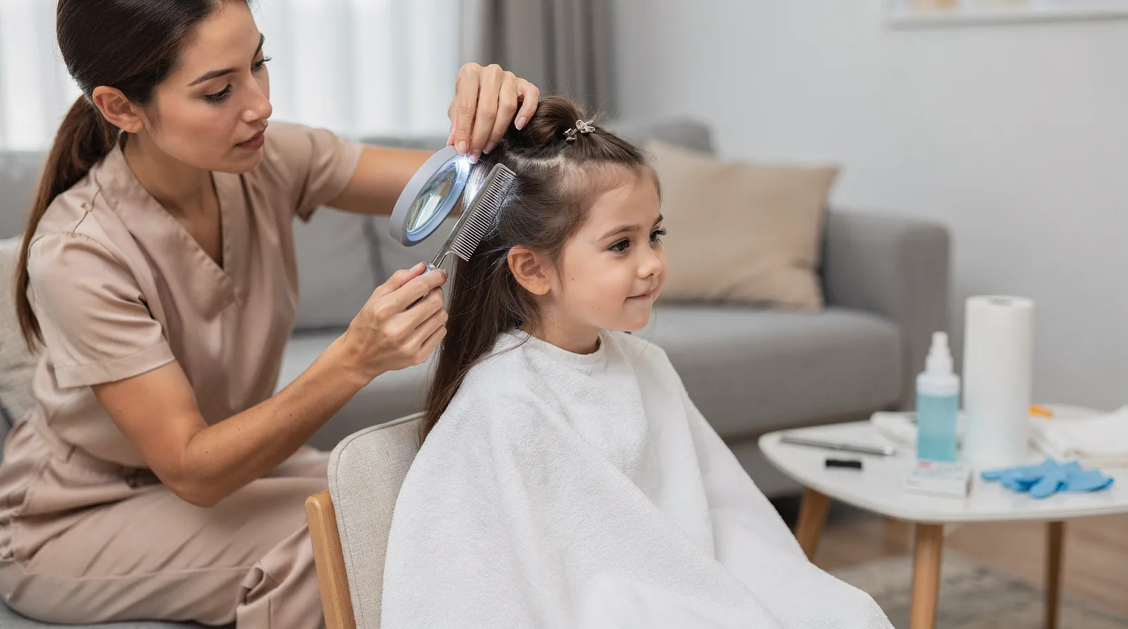 A specialist comes to the home and screens the scalp quickly and accurately.; The visit A specialist comes to the home and screens the scalp quickly and accurately.; The visit