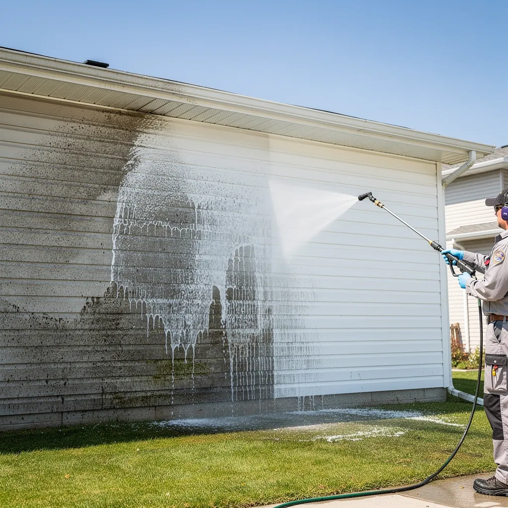 Dirt and grime accumulate gradually on Lorette homes until the exterior suddenly looks noticeably dirty