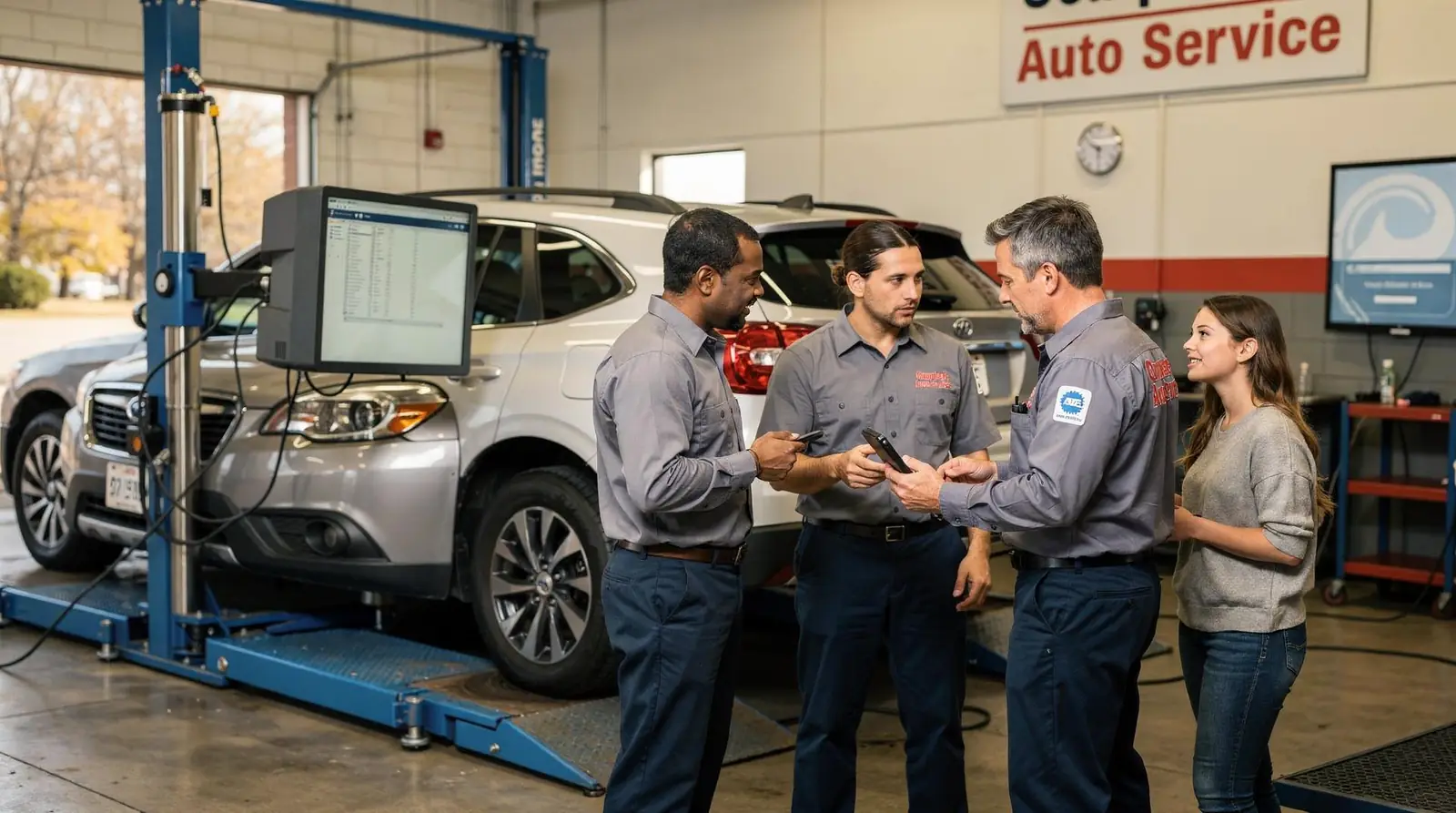Diagnosis starts with placing the vehicle on a state-of-the-art diagnostic machine before any repair