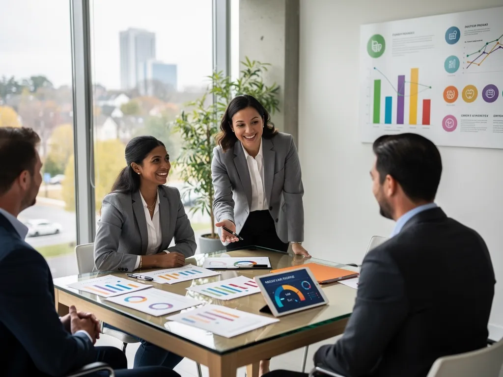 Advisor reviewing a business credit profile checklist with a client