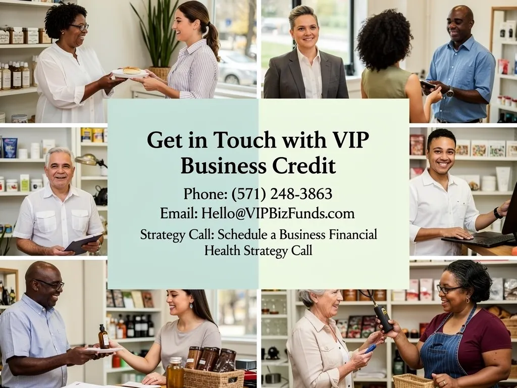 Phone and email contact icons for a business credit consultation