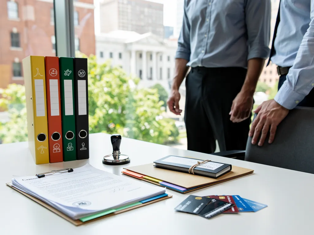 Checklist icons summarizing Virginia business credit building essentials