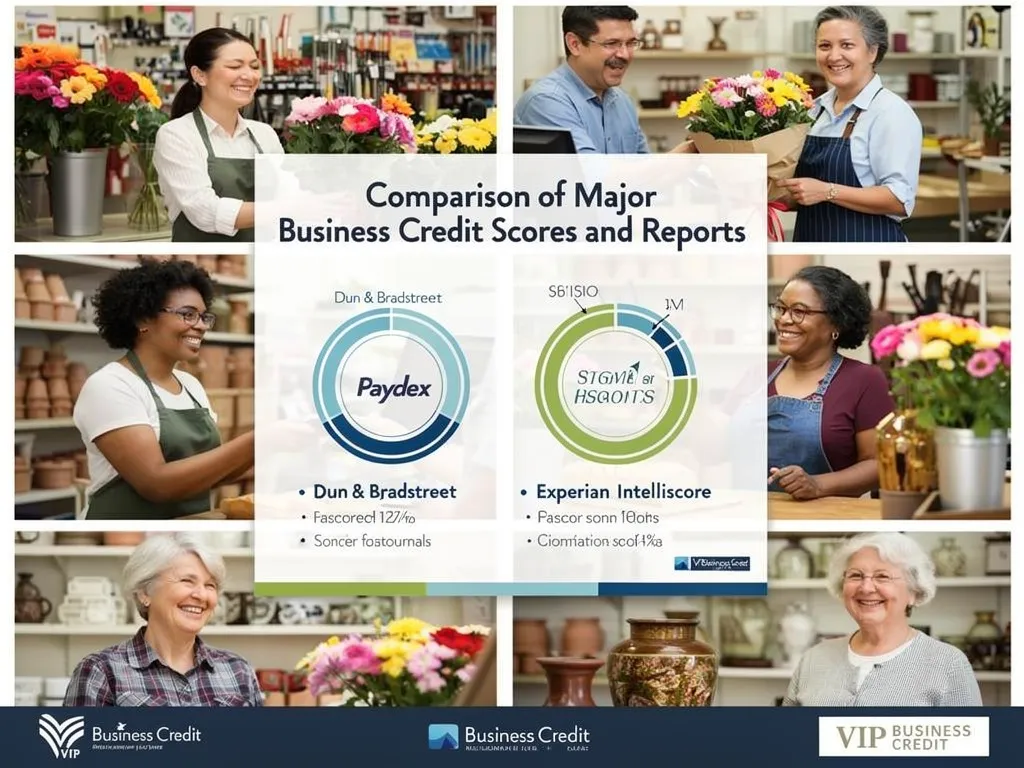 Side-by-side chart comparing Paydex, Experian, and Equifax scores