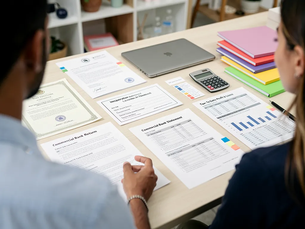 Stack of financial documents and folders prepared for loan submission