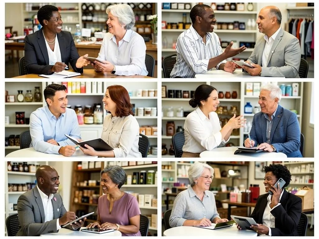 Business advisor consulting with a client by phone in an office