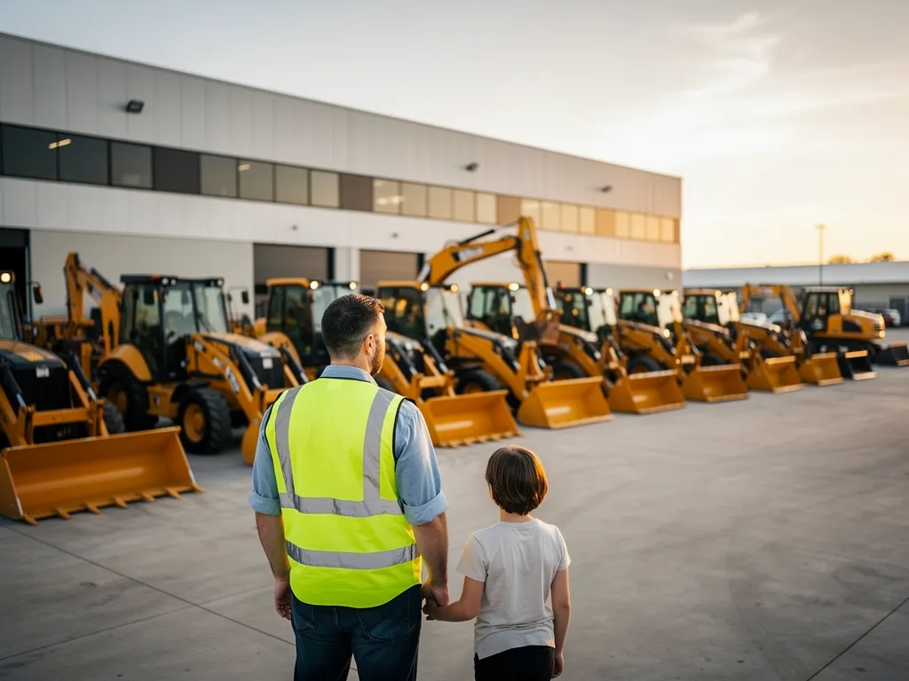 Multi-generational family business owners standing in front of their equipment