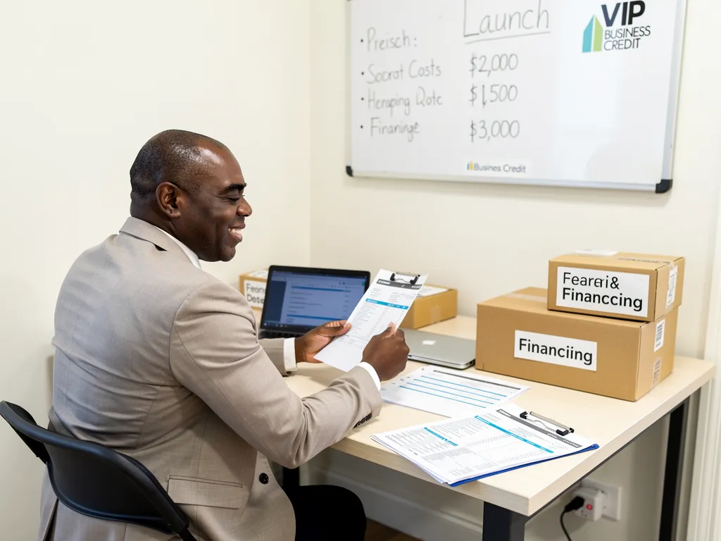 Startup founder reviewing early business credit options at launch