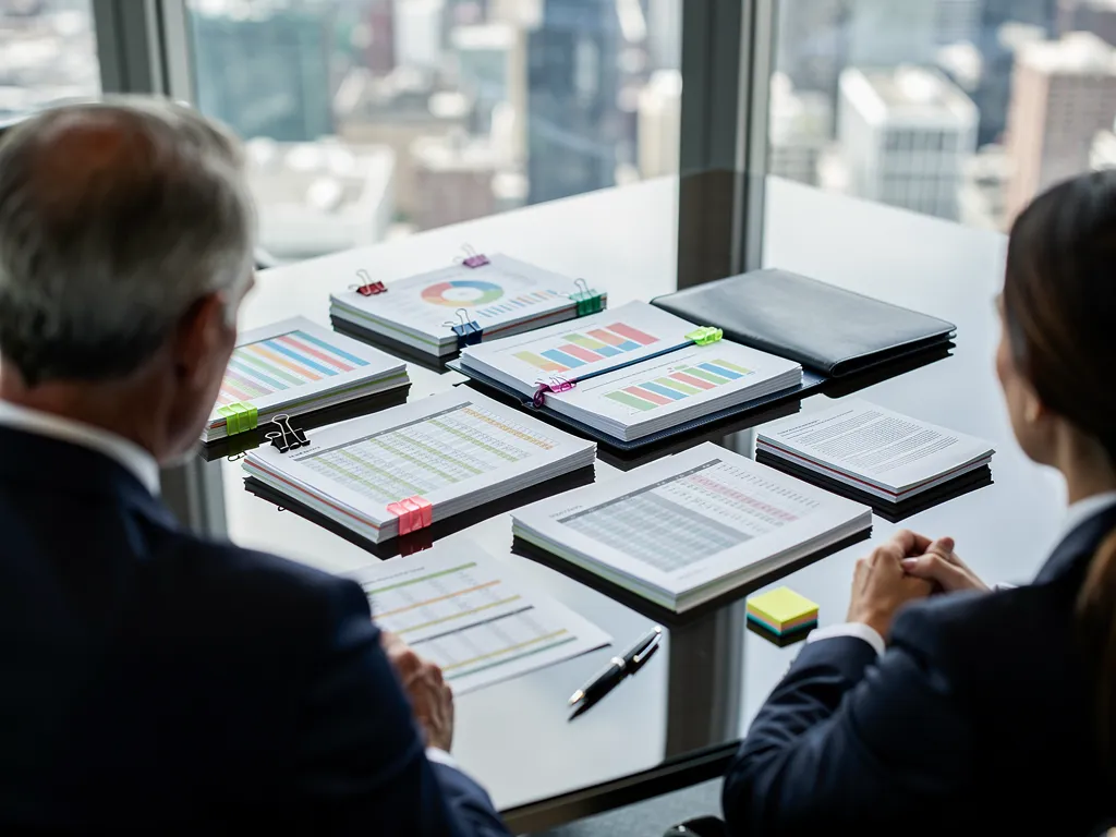 Senior executive reviewing a multi-layered C-suite compensation package