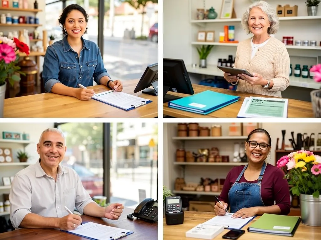 Entrepreneur completing a vendor credit application at a desk