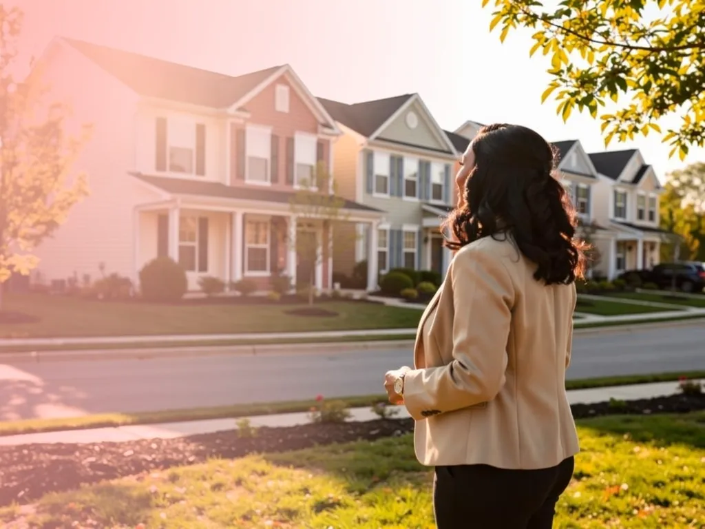 Sunset view of a well-kept Northern Virginia neighborhood street
