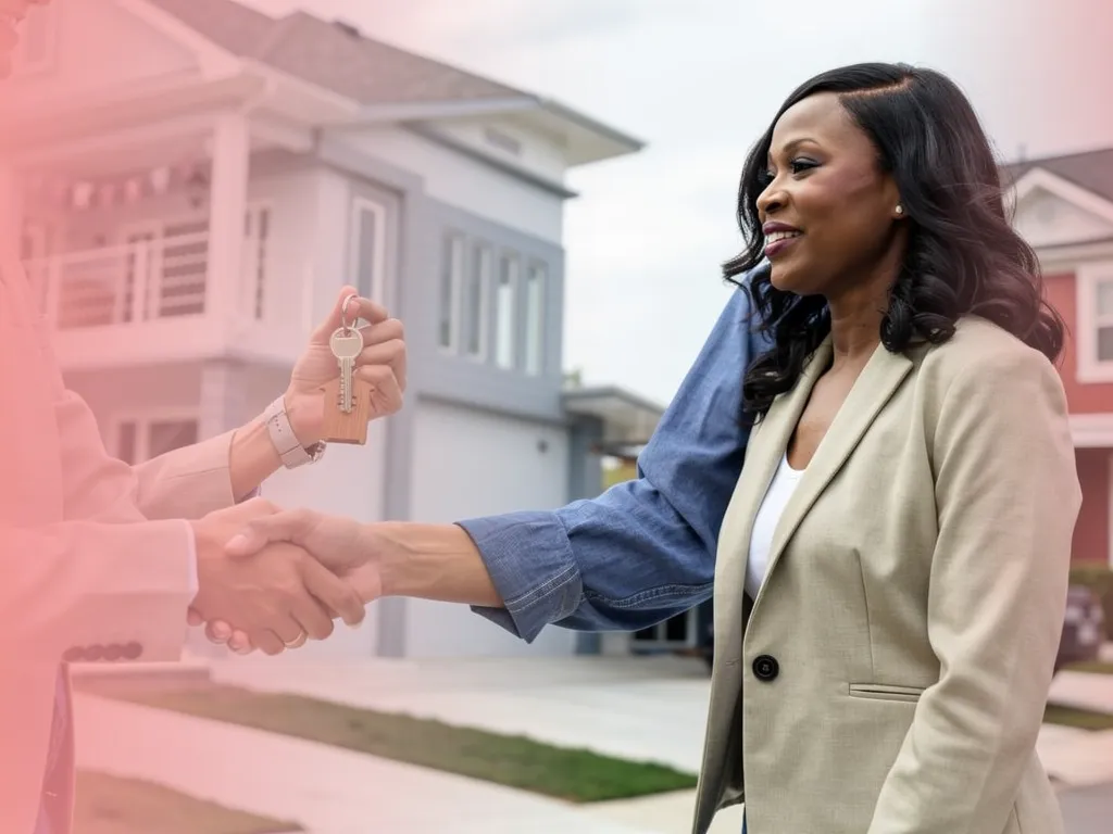 Property manager greeting a homeowner client at a Sterling VA property