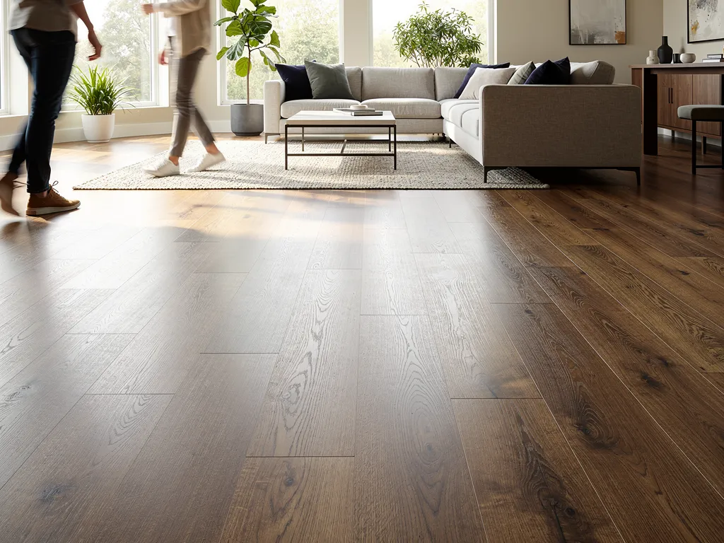 wide-format luxury vinyl plank with realistic wood grain texture