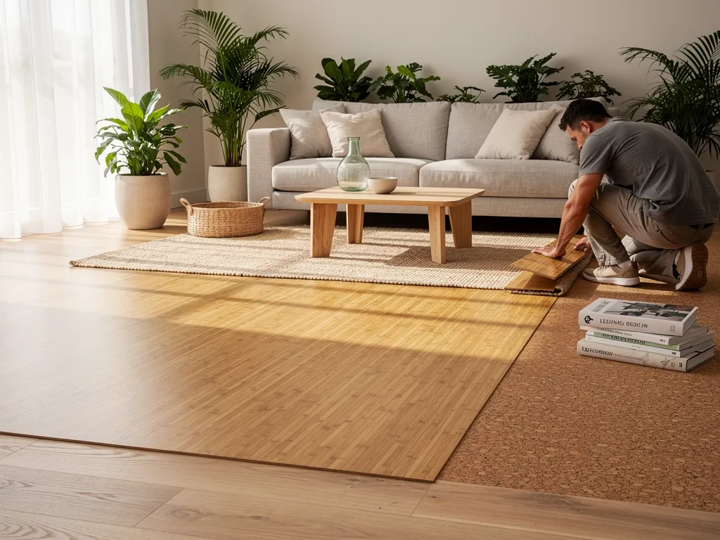 cork and bamboo eco-friendly flooring samples