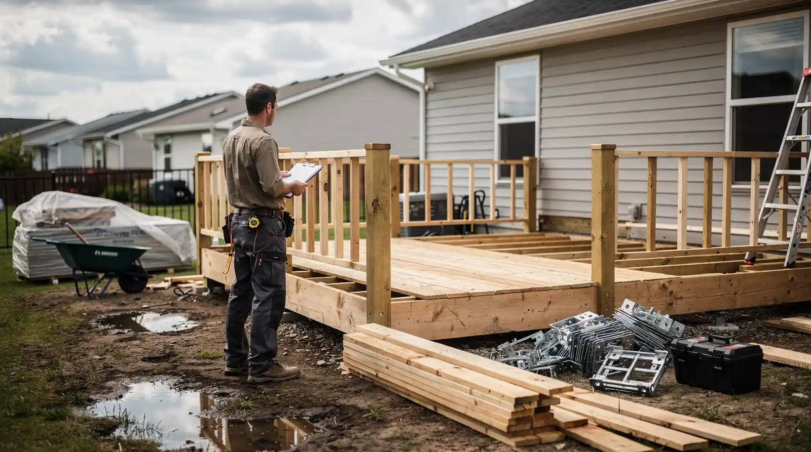 The company's specialization in deck building, among other core carpentry services, allows for coordinated scheduling
