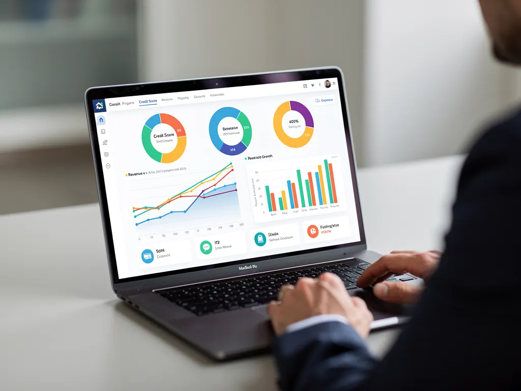 Analyst reviewing business financial data charts to match funding programs