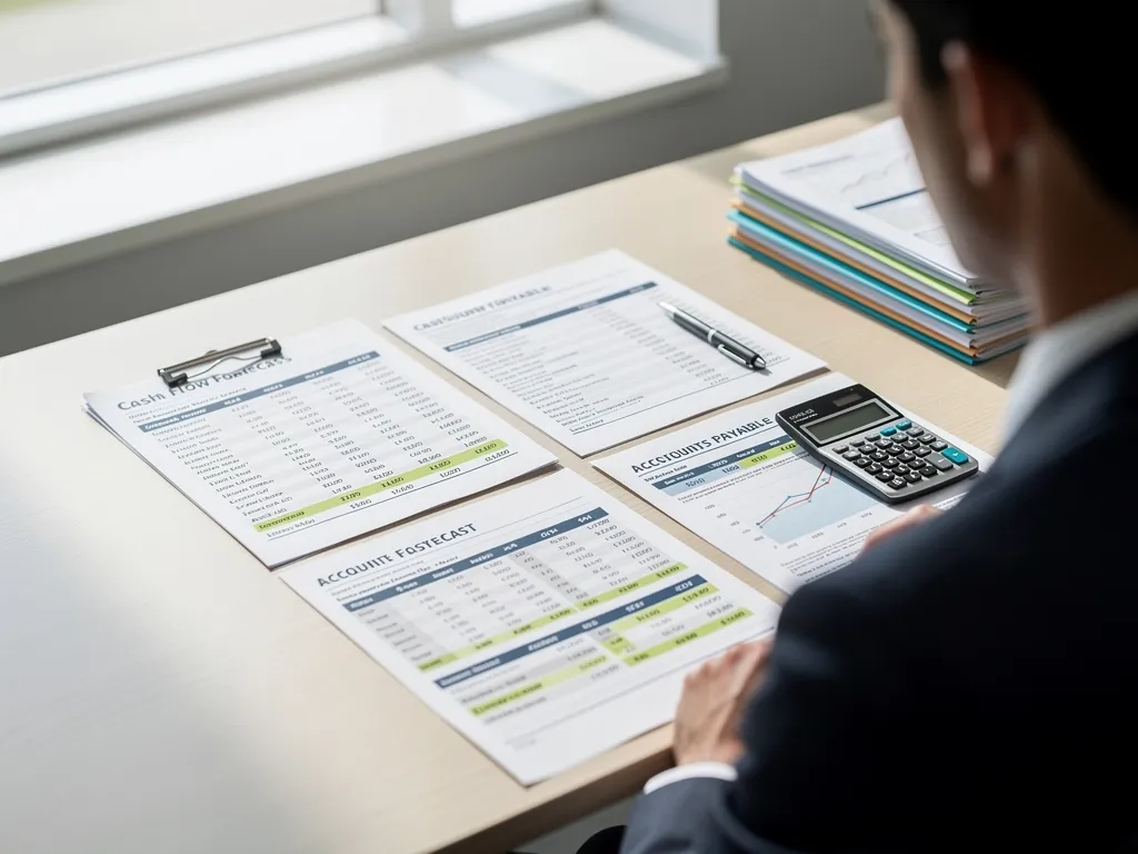 Small business owner forecasting cash flow trends on a laptop spreadsheet