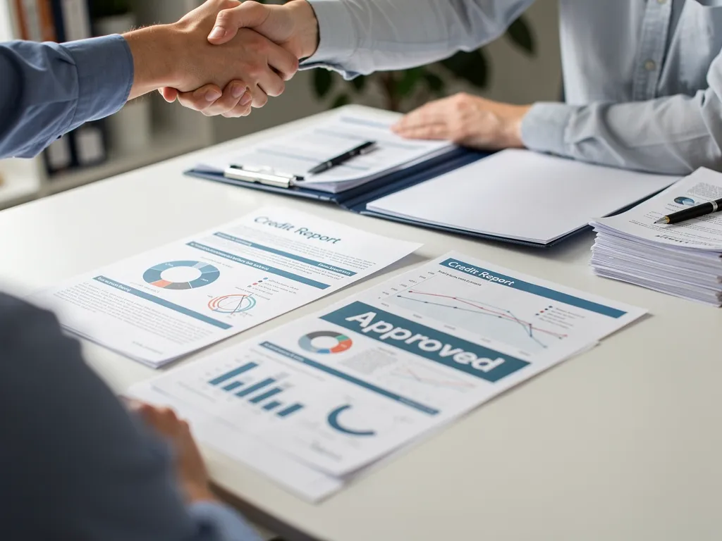 Entrepreneur organizing credit documents to build a lender-ready profile