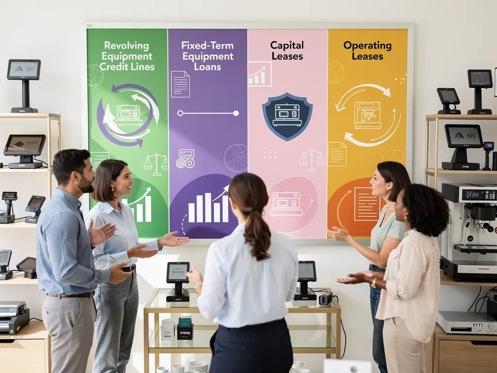 Side-by-side chart comparing credit lines, loans, and leases