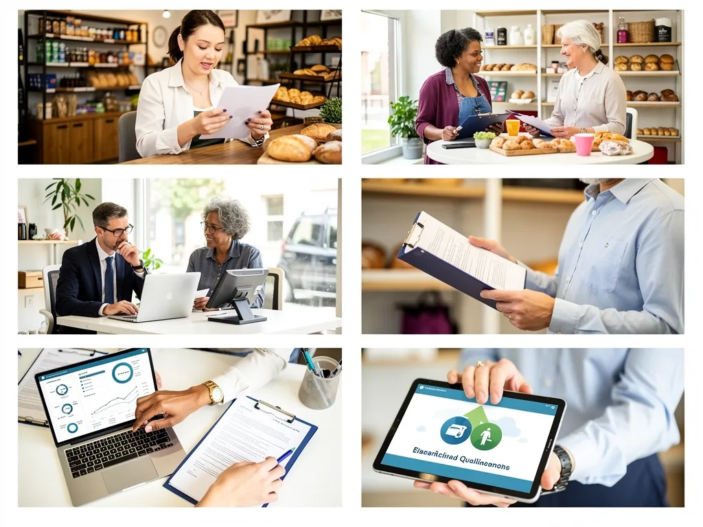 Lender reviewing business credit profile and loan application documents