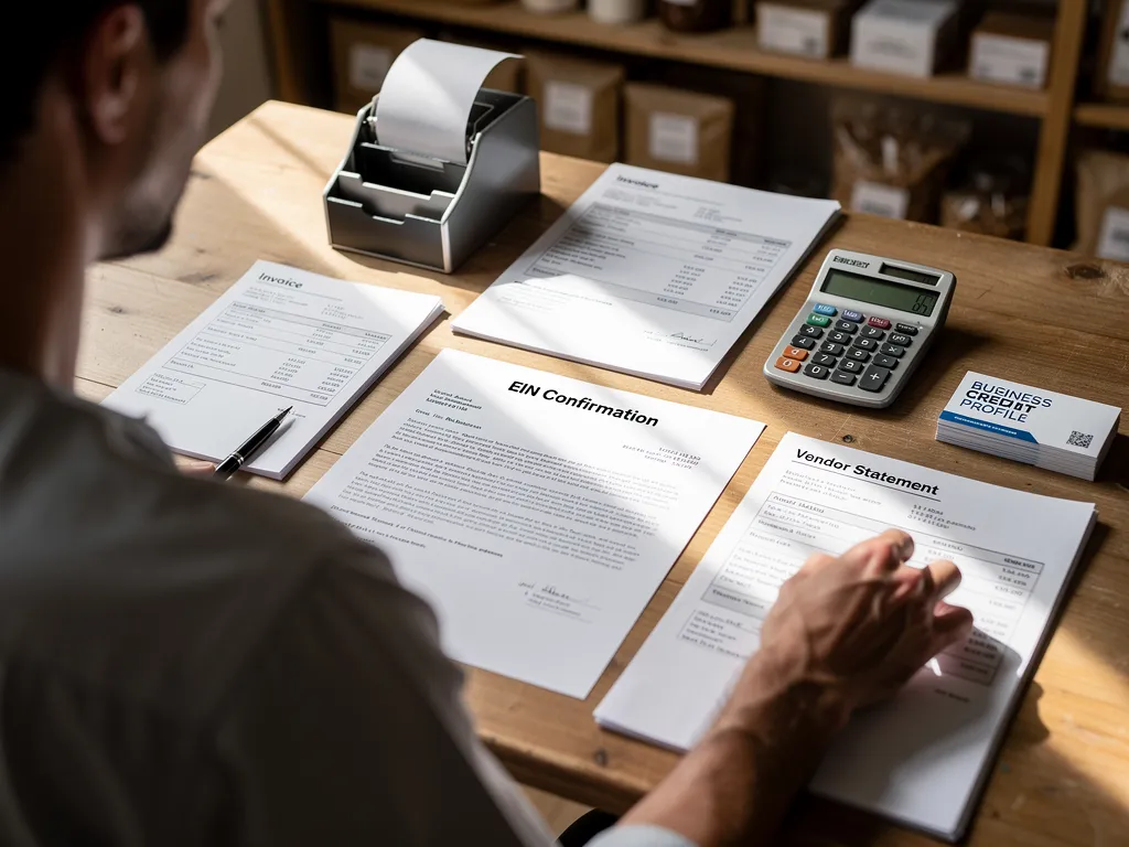 Founder filing EIN paperwork alongside a vendor credit application
