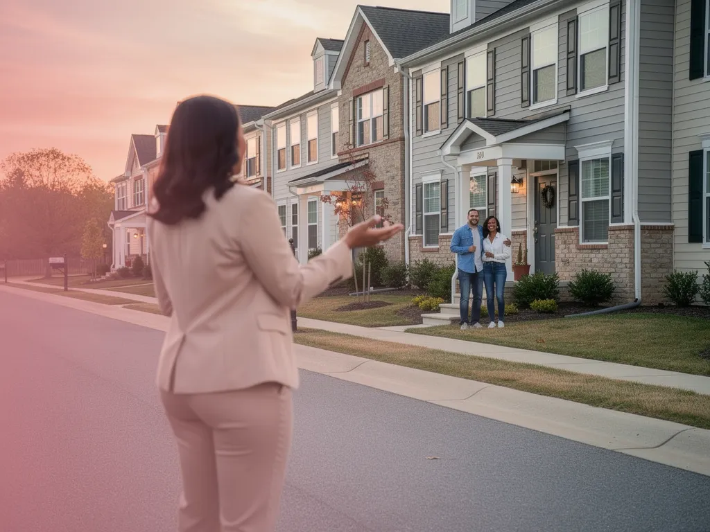 New homeowners holding house keys in front of their Northern Virginia home