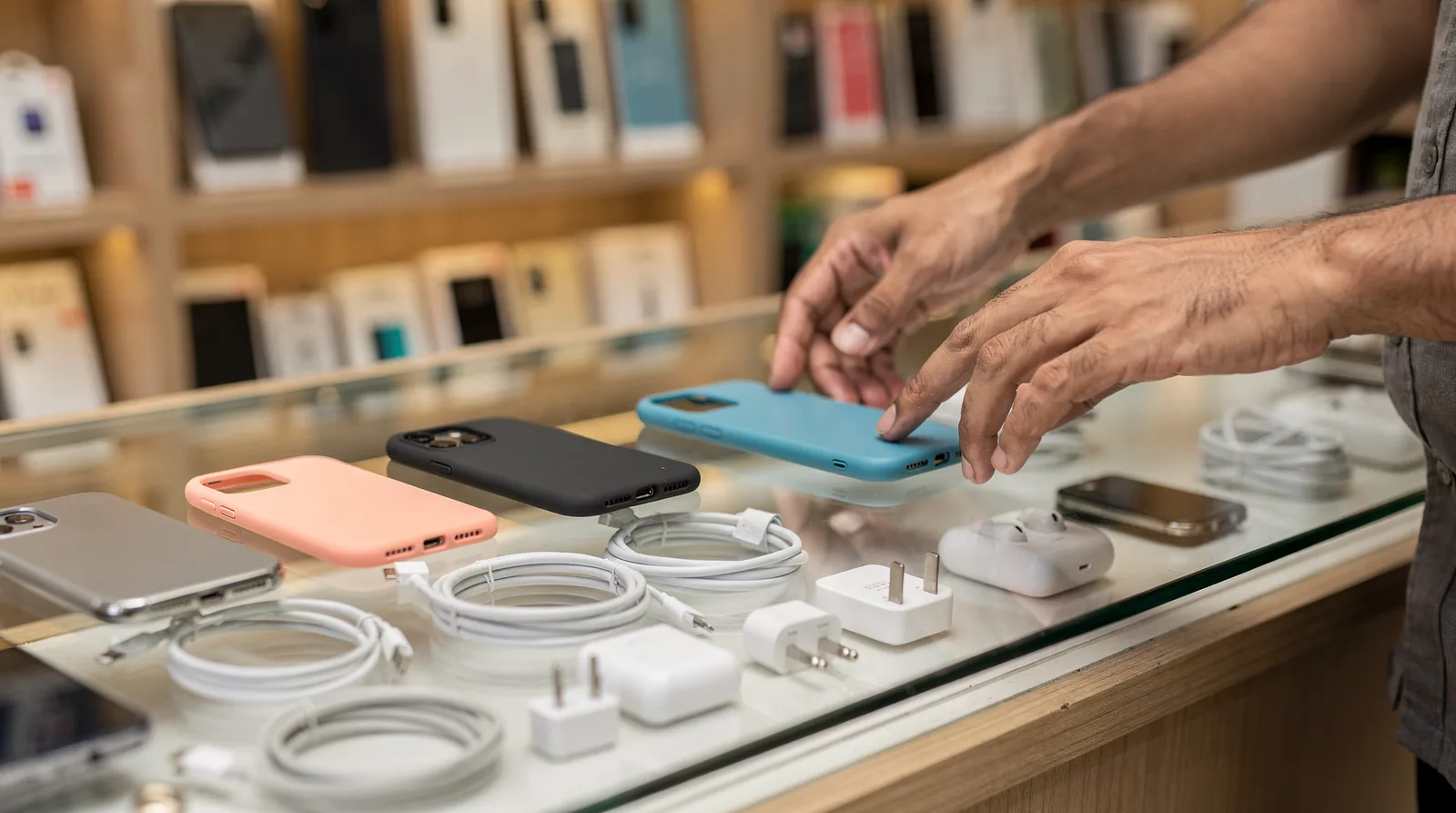 Sharma Telecom stocks original Apple accessories and more for customers in Goraya.; The store offers