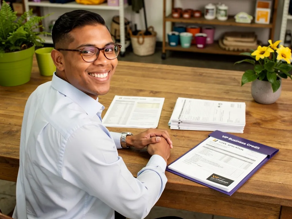Loan officer reviewing application paperwork with a small business owner