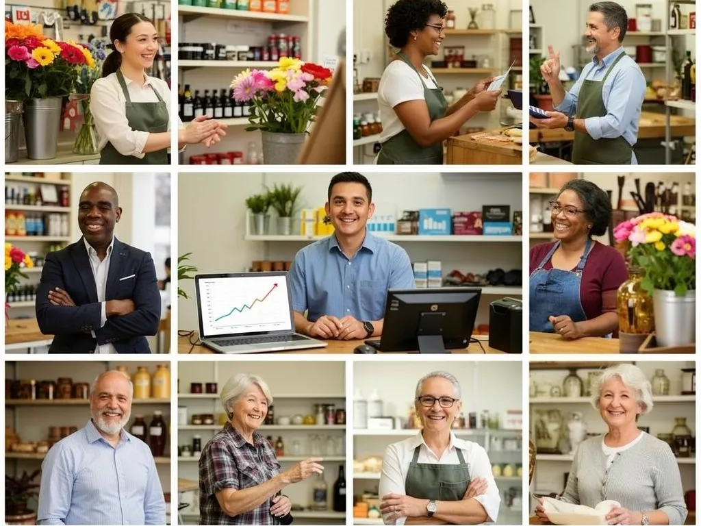 Business owner reviewing a credit report with a growth chart