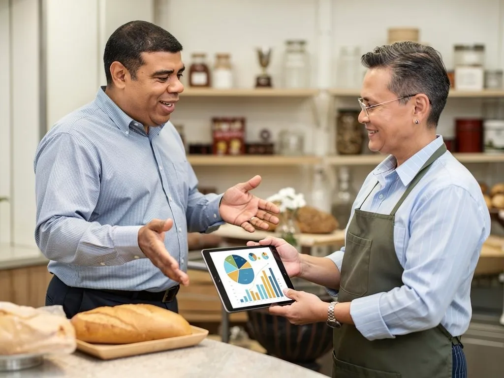 Confident business owner shaking hands with a VIP Business Credit advisor