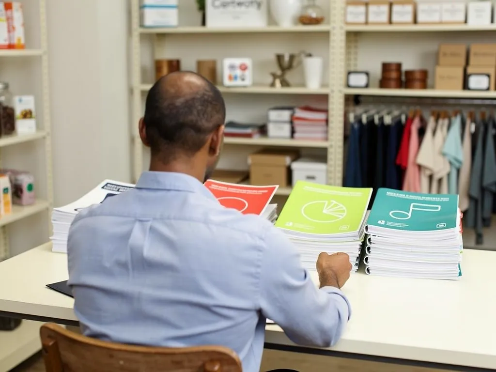 Business owner reviewing credit bureau dispute documents and reports