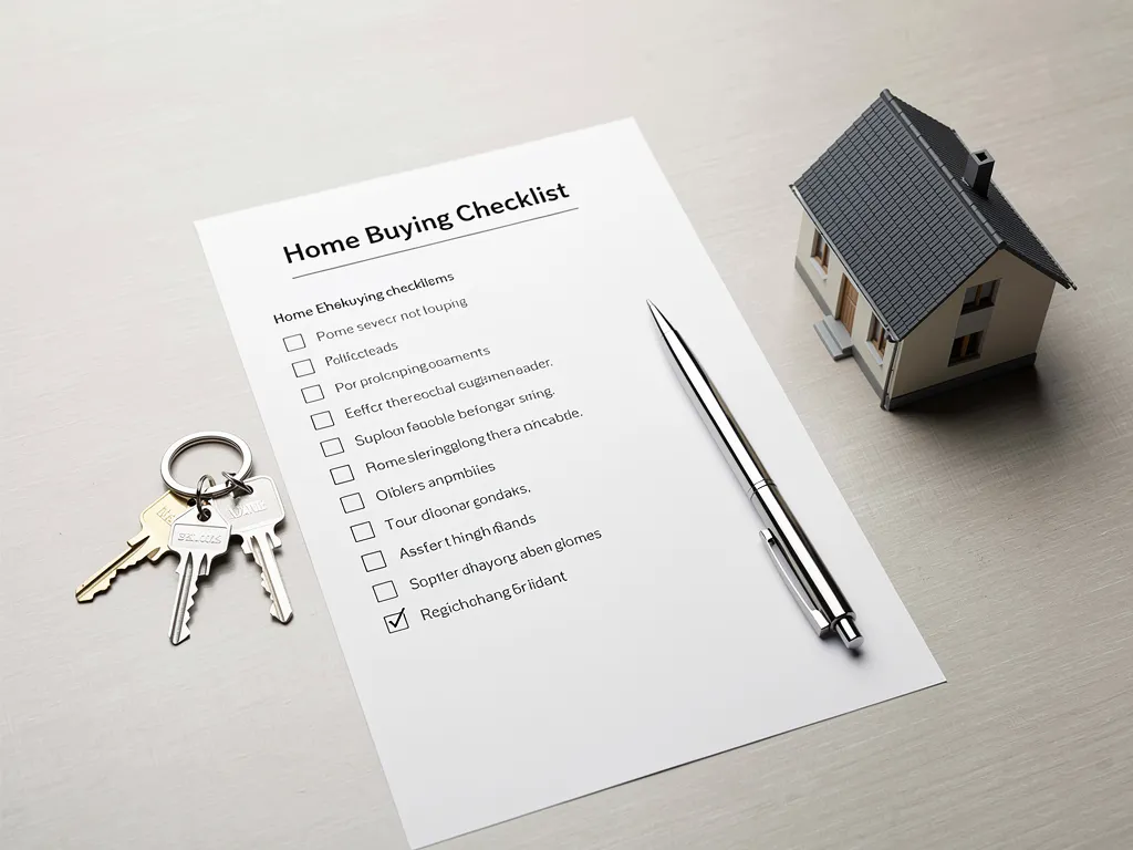 Checklist clipboard with house keys on a desk