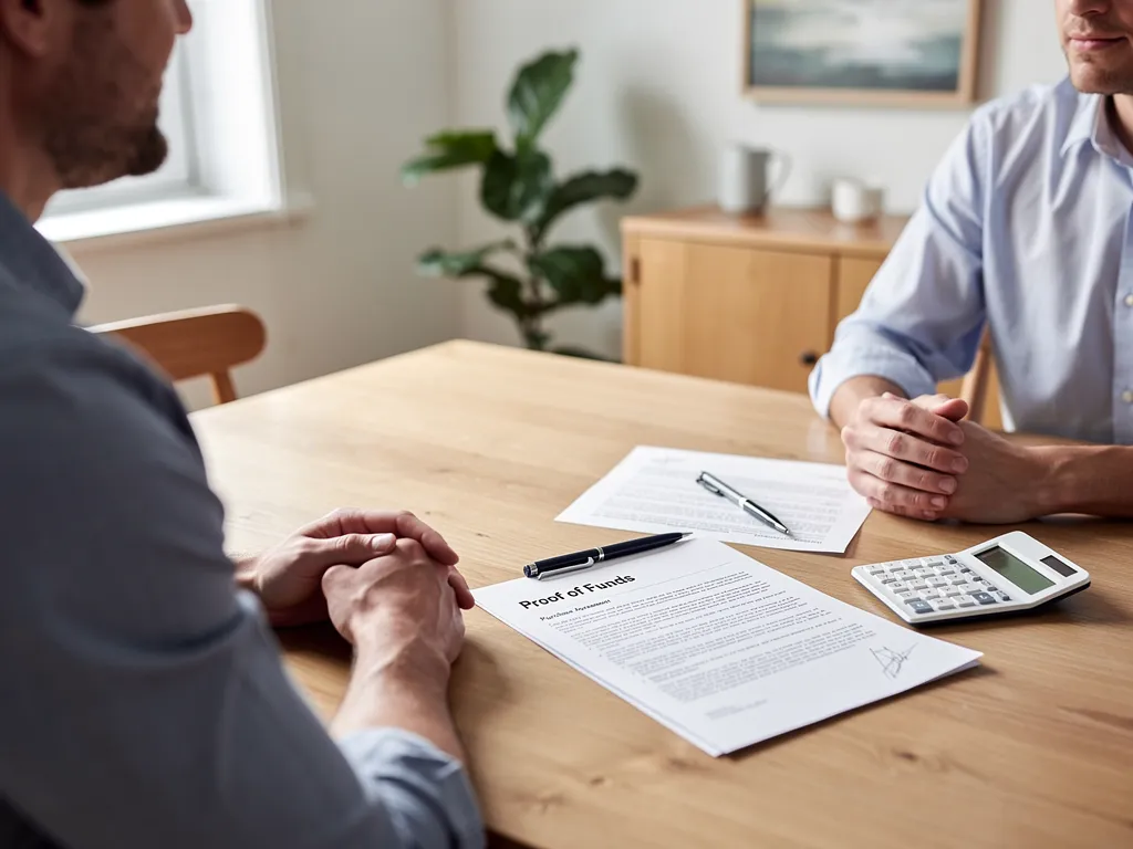 Seller and cash buyer reviewing a signed purchase agreement at a table
