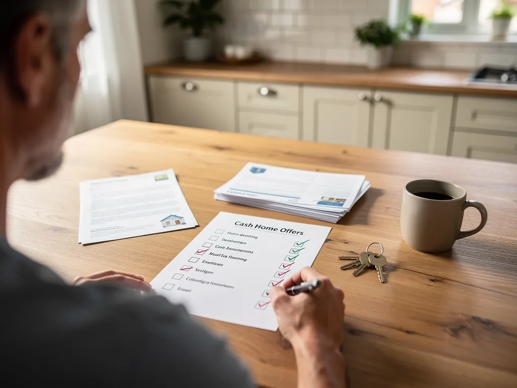 Seller reviewing a cash offer negotiation checklist document