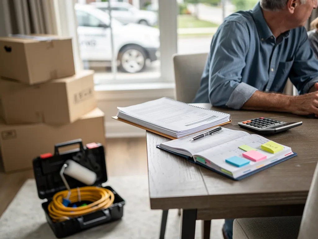 Seller exchanging house keys with a buyer at a closing table