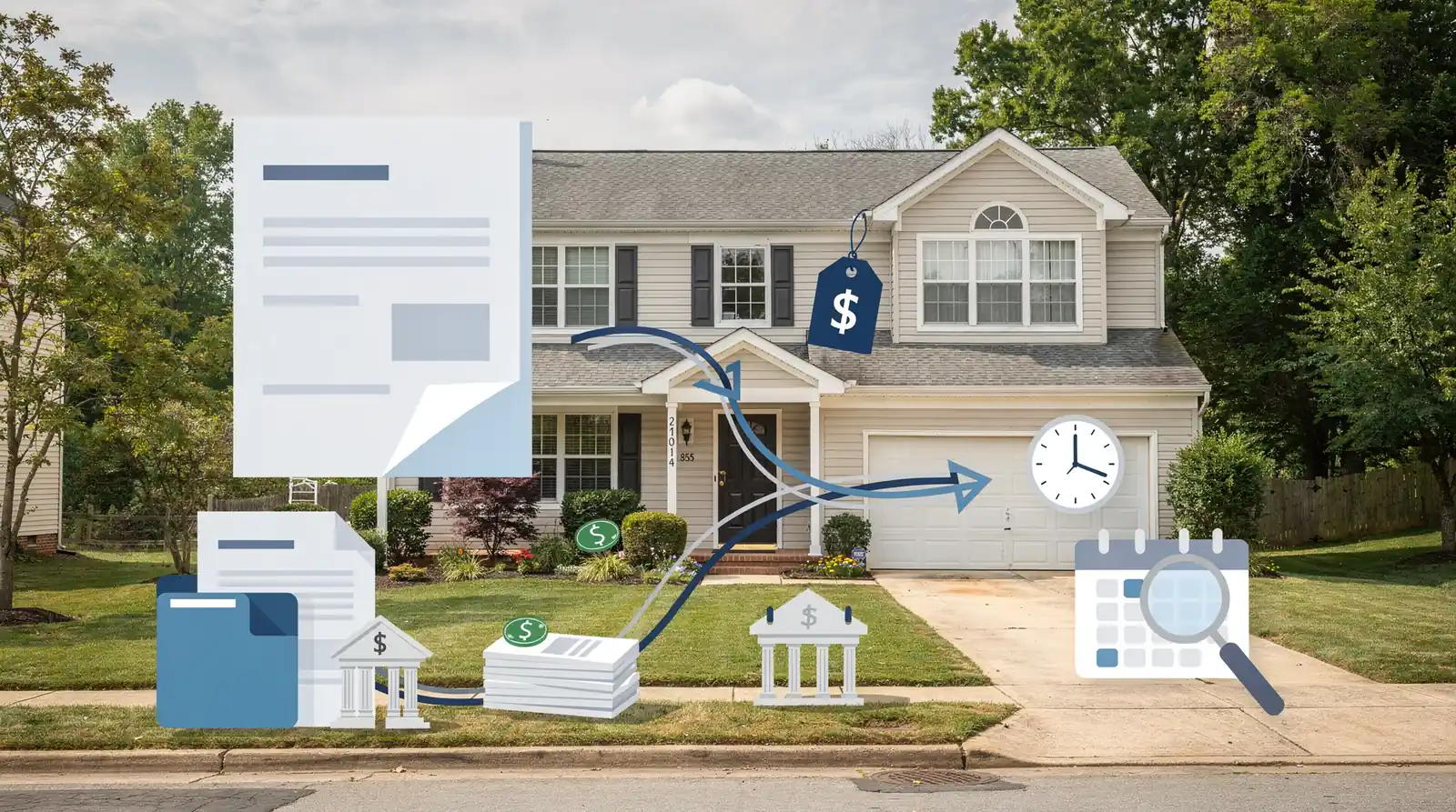 Calculator and closing documents showing a credit deducted from sale price